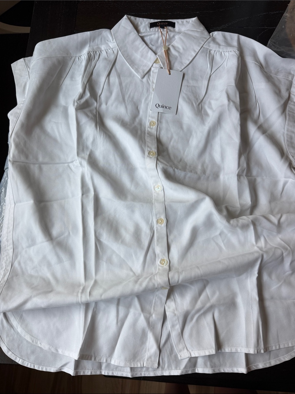 Quince Women's White Cotton Button-Down Blouse